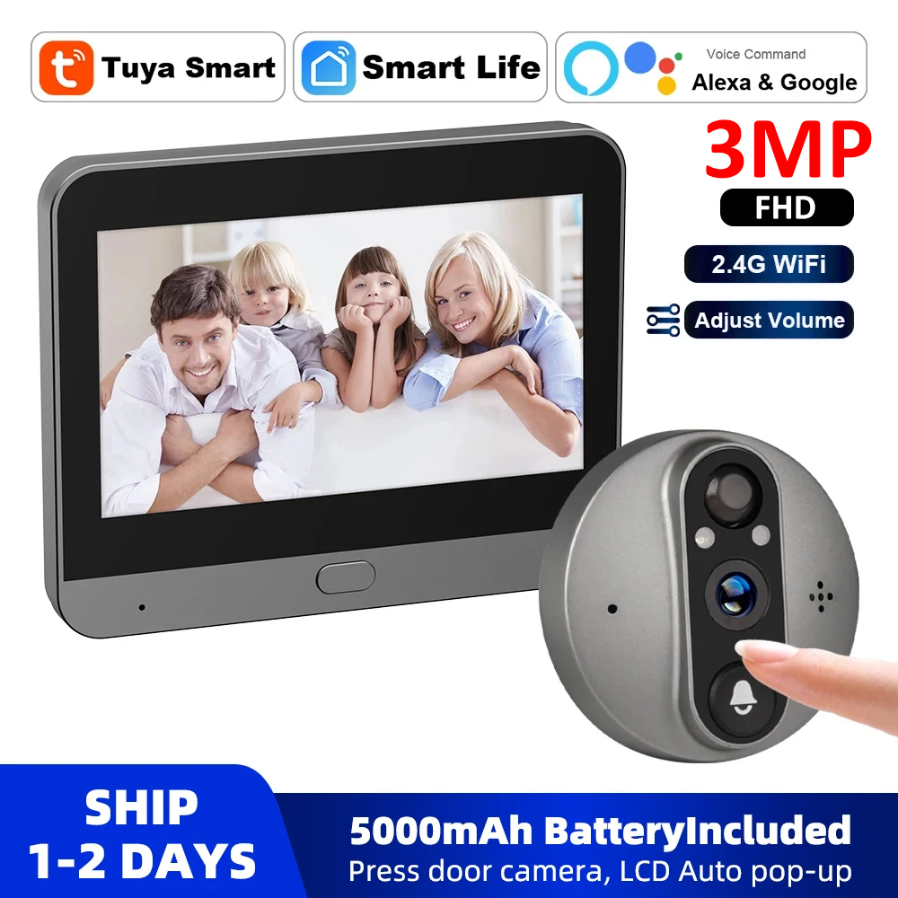 Home Security Google Camera - 3MP 2.4G 와이파이 스마트 투야 구멍