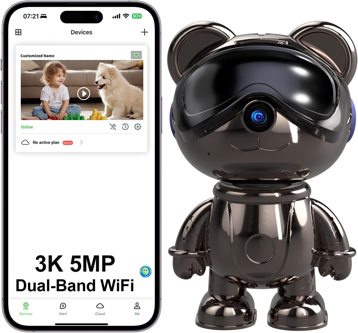 Home Security Google Camera - 실내 WiFi 보안 카메라, 5MP 팬/틸트