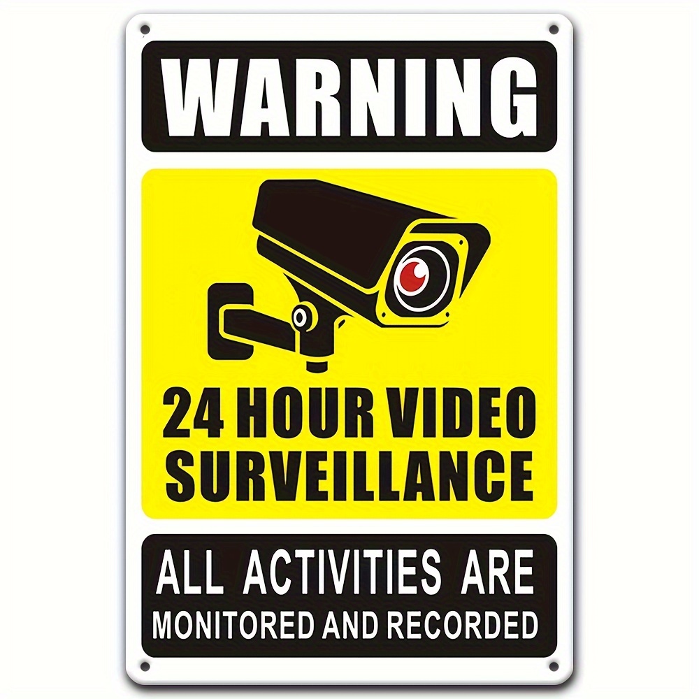 Home Security With Monitoring - 24시간 영상 감시 경고 표지판 -