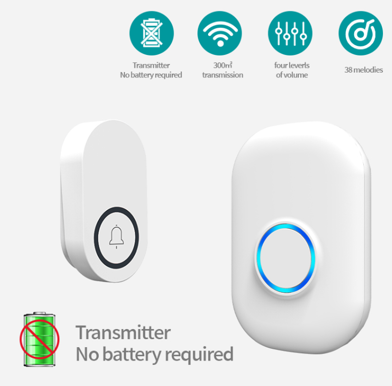 Home Security Ring - 58Ringtone 자체 전원 무선 알람 게스트