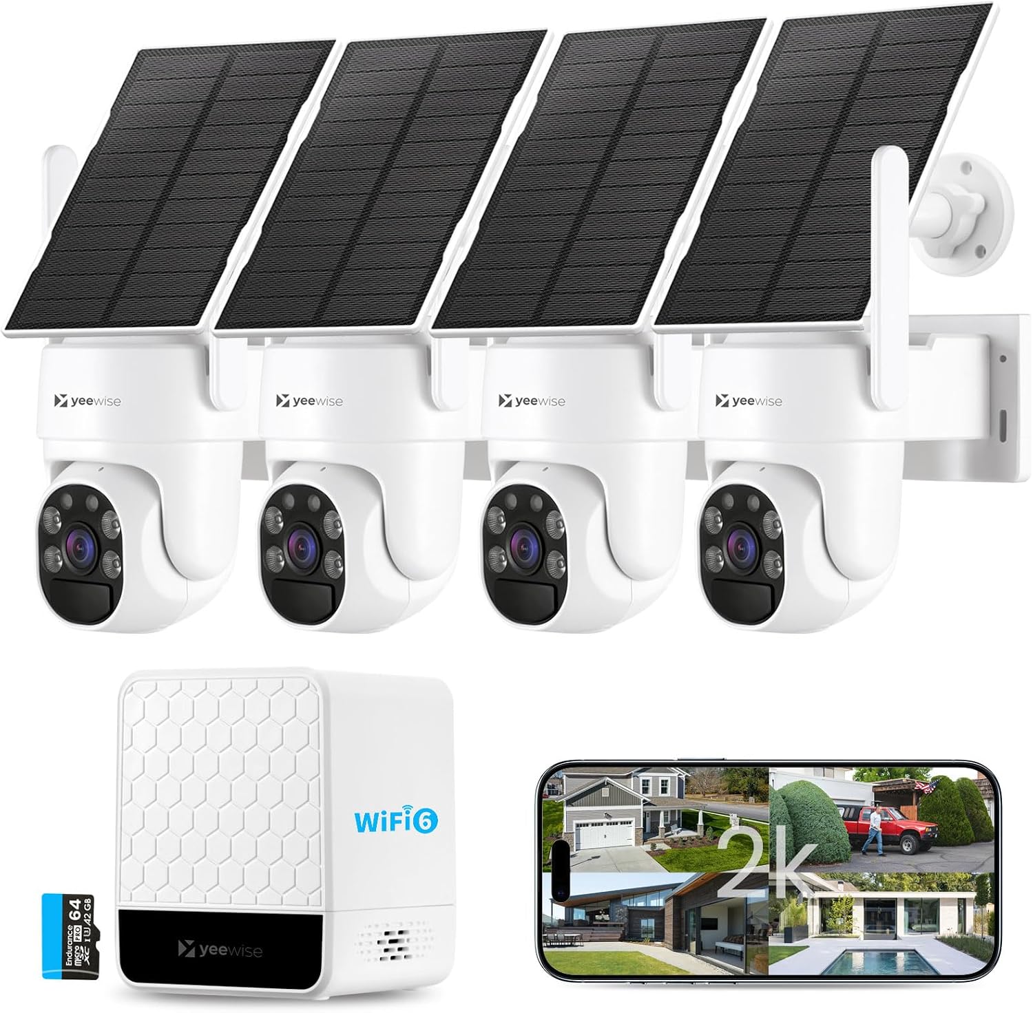 Home Security Cameras No Subscription - 무선 야외 태양광 보안 카메라 시스템,