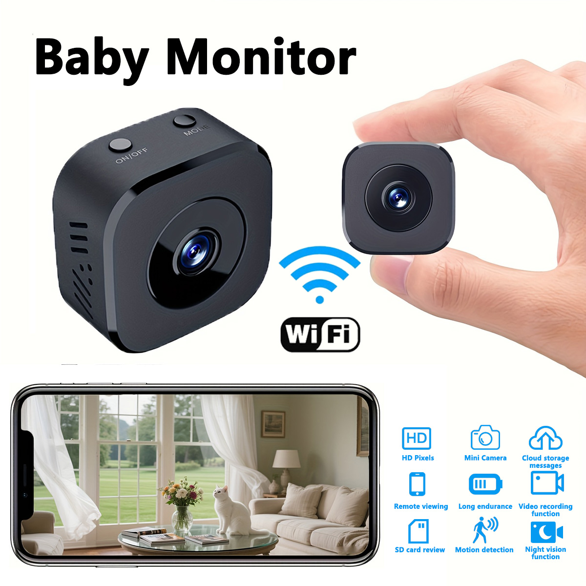 Home Security With Monitoring - 1080P HD 미니 WiFi 카메라 실내