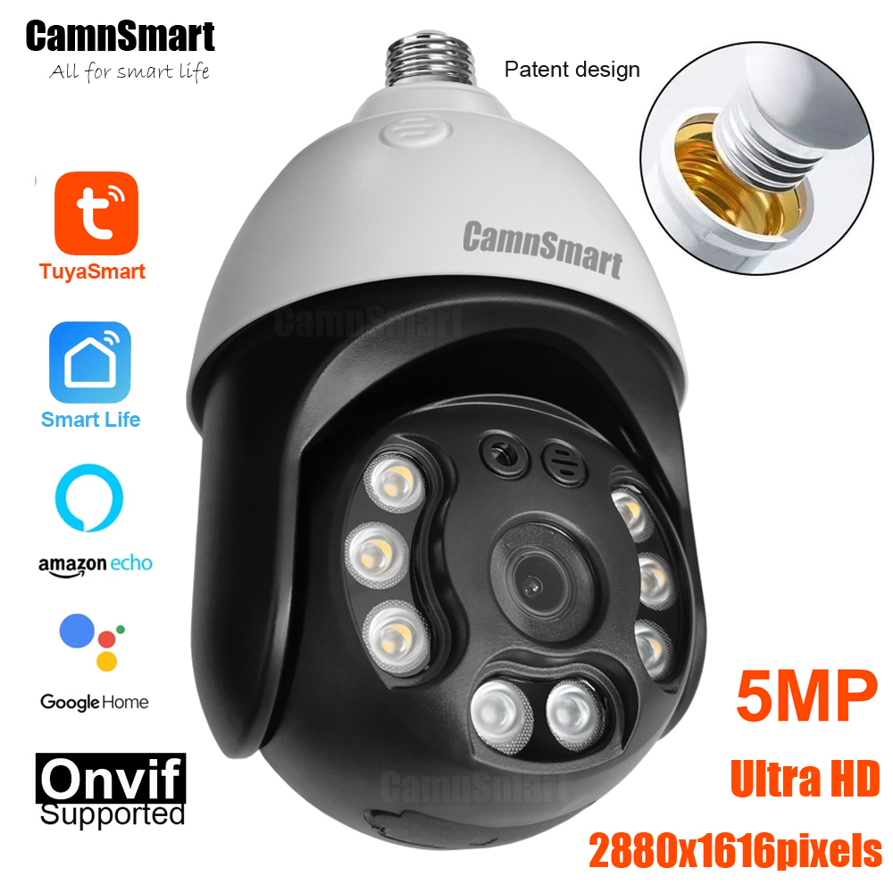 Home Security Google Camera - Camnsmart Tuya 5MP Alexa Wifi 전구