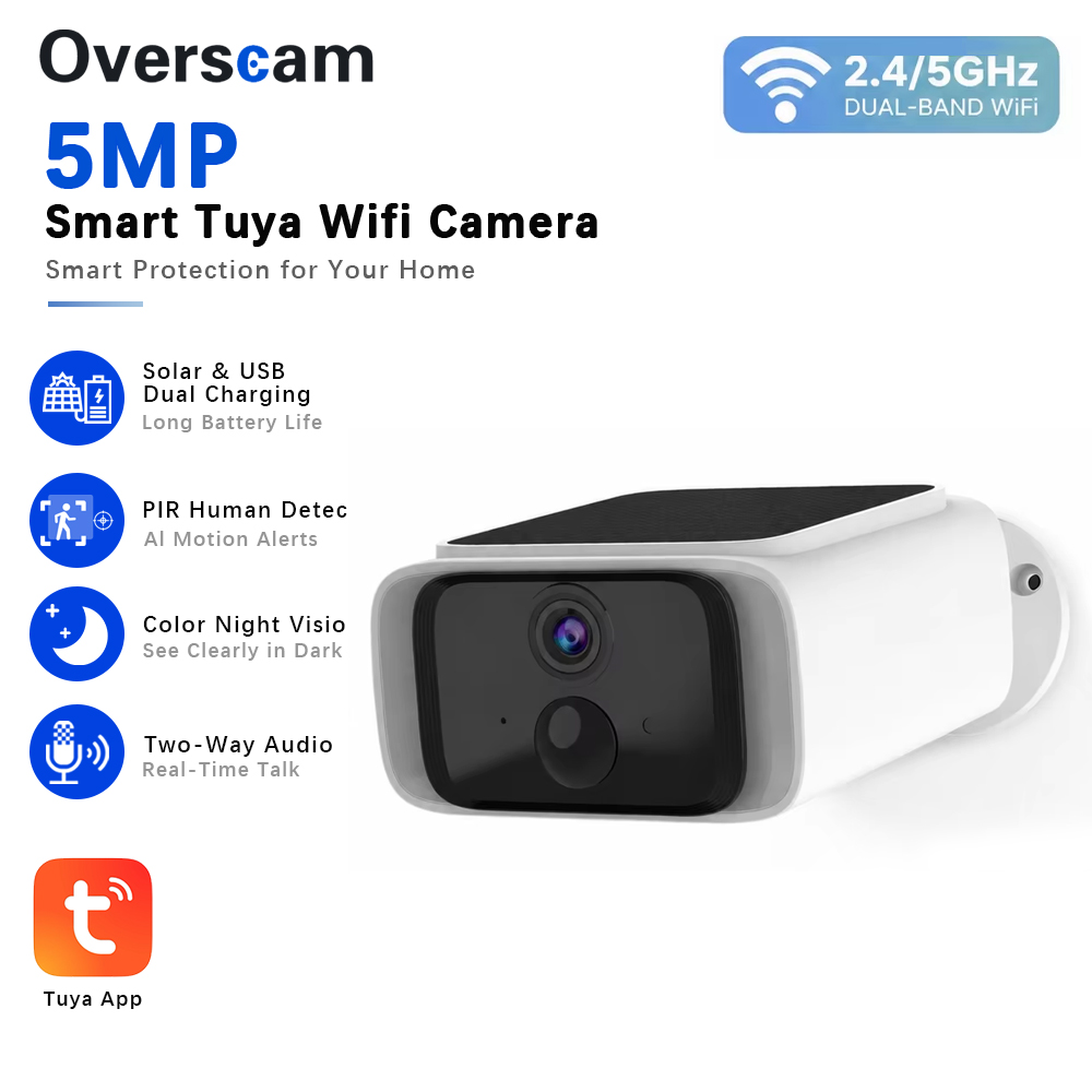 Home Security No Wifi - Tuya 5MP 태양광 보안 카메라 가정용