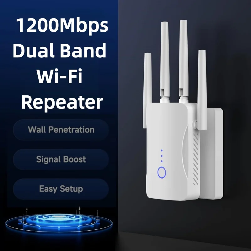 Home Security No Wifi - 2.4G/5GHz 듀얼 밴드 와이파이 리피터 1200Mbps