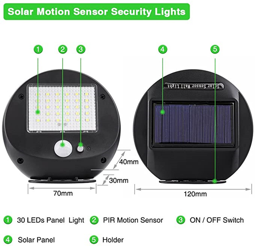 30LED 태양광 조명, 모션 센서가 있는 방수 야외  - Home Security Flood Lights 리뷰 및 가격