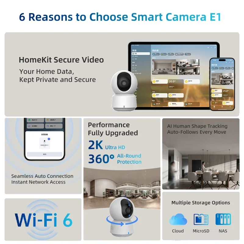 오리지널 아카라 스마트 카메라 E1 2K 1296P 3 - Home Security Tech 리뷰 및 가격