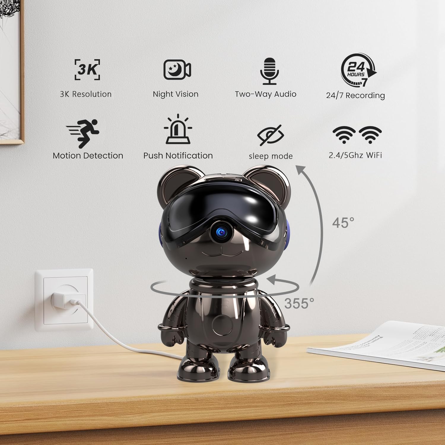 실내 WiFi 보안 카메라, 5MP 팬/틸트 베이비 모 - Home Security Google Camera 리뷰 및 가격