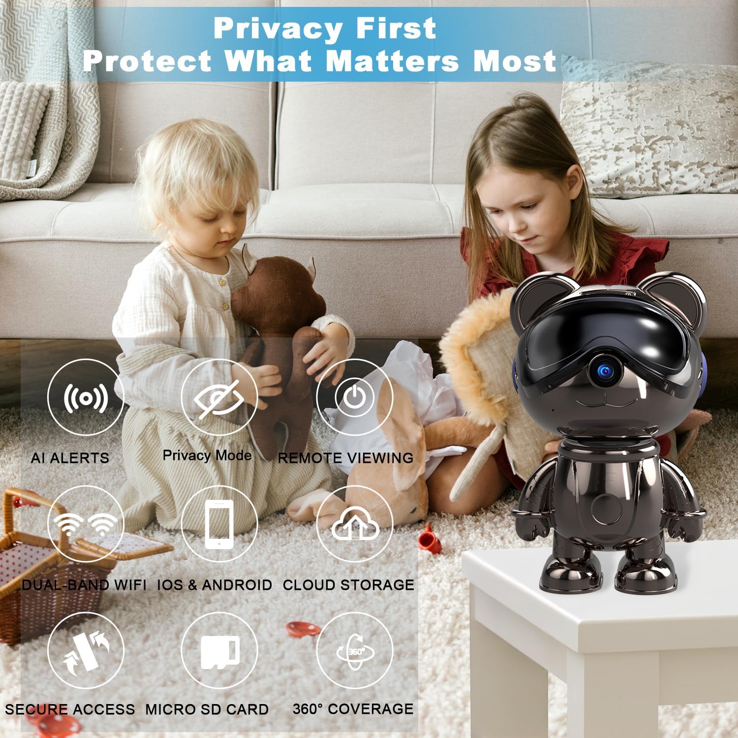 실내 WiFi 보안 카메라, 5MP 팬/틸트 베이비 모 - Home Security Google Camera 리뷰 및 가격