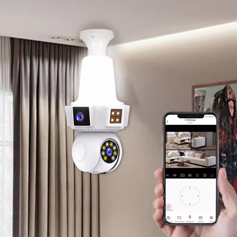 6MP V380pro 앱 듀얼 렌즈 풀컬러 E27 무선 - Home Security Flood Lights 리뷰 및 가격