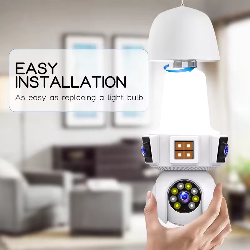 6MP V380pro 앱 듀얼 렌즈 풀컬러 E27 무선 - Home Security Flood Lights 리뷰 및 가격