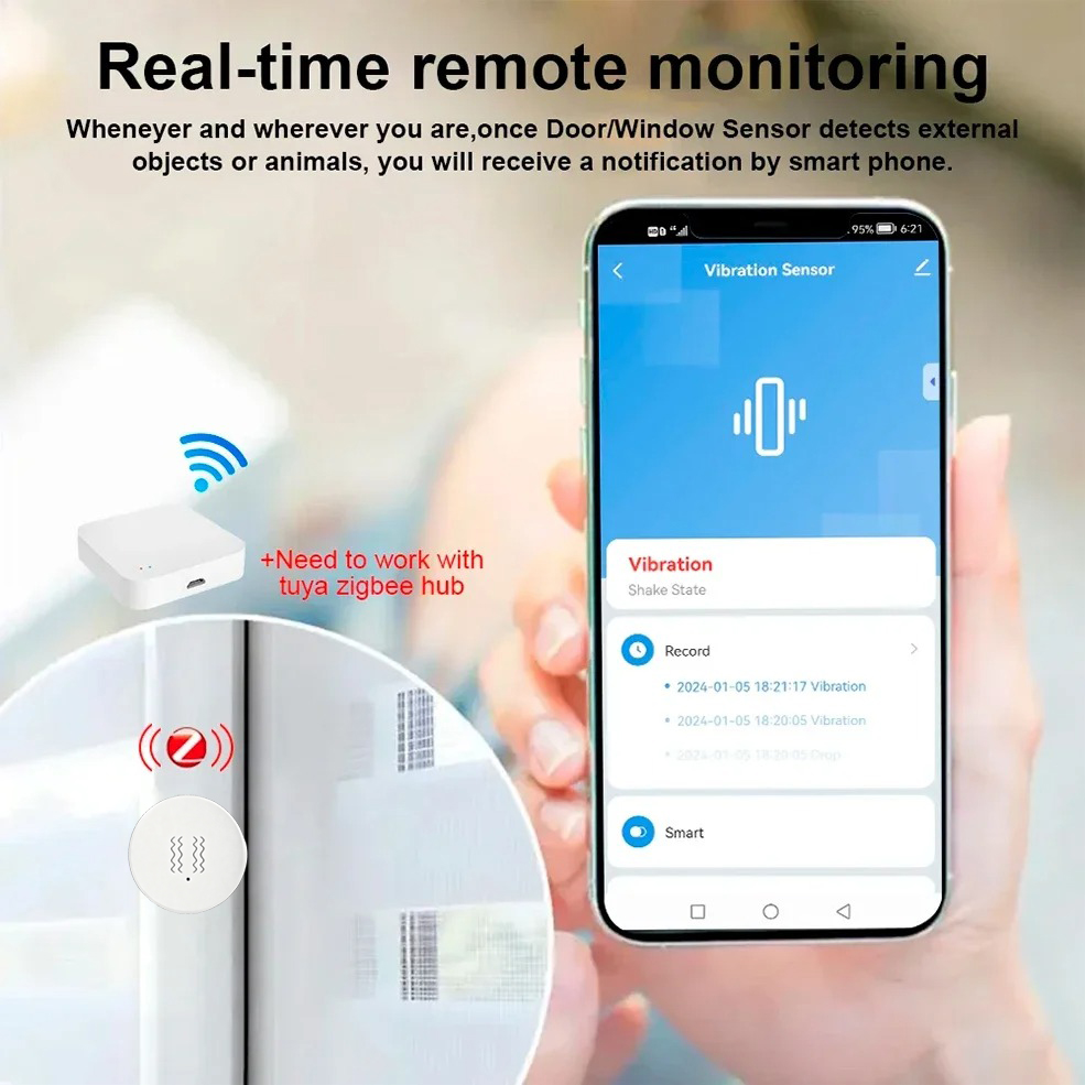 Tuya ZigBee 스마트 진동 및 기울기 센서 홈  - Home Security With Monitoring 리뷰 및 가격