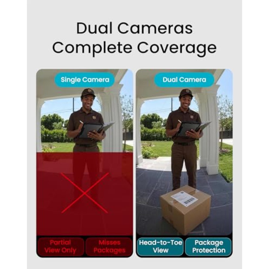 가정 보안용 무선 도어벨 카메라, 2K 듀얼 카메라,  - Home Security Cameras No Subscription 리뷰 및 가격