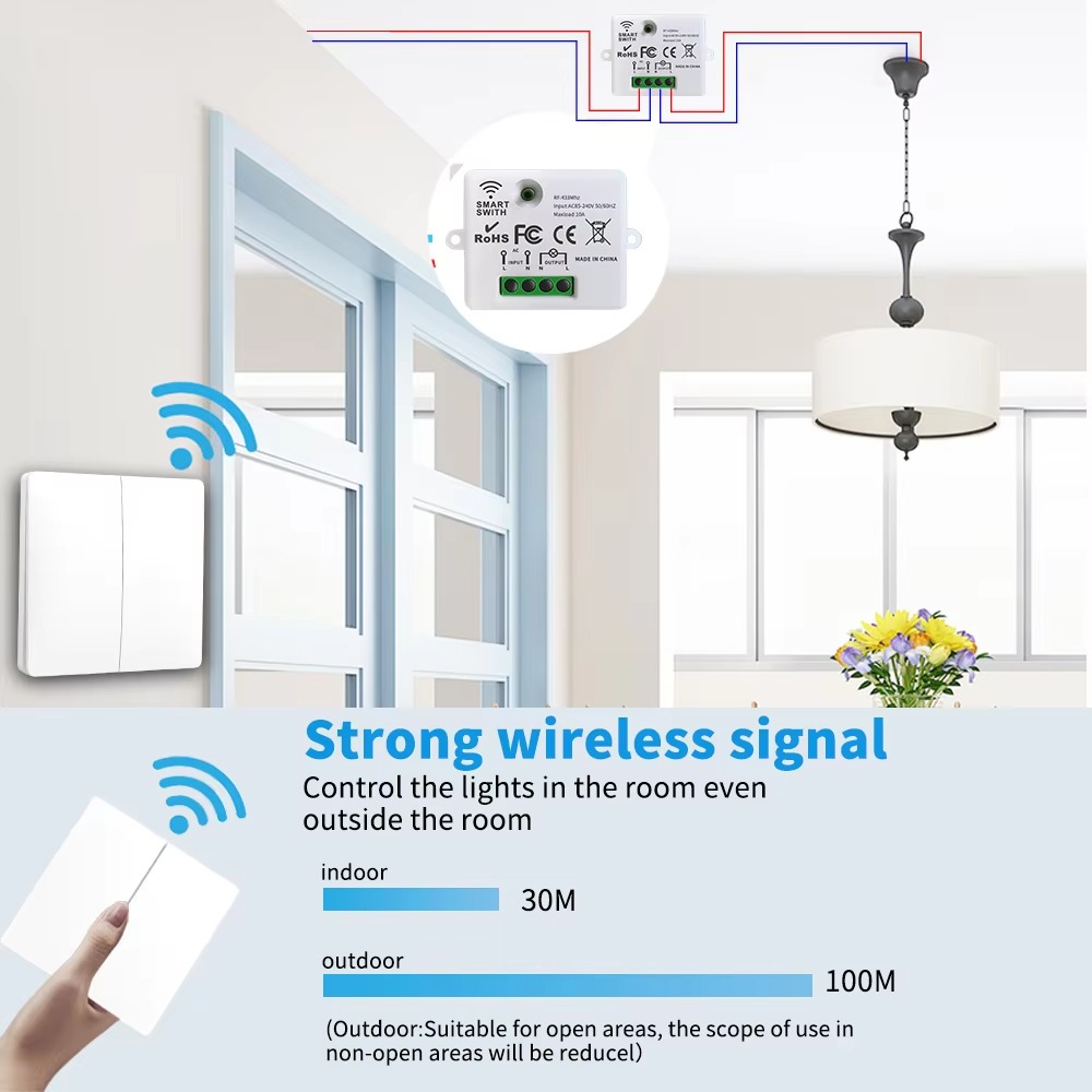 RF433 무선 자가전원 조명 스위치, 무전력, 장거리 - Home Security Battery 리뷰 및 가격