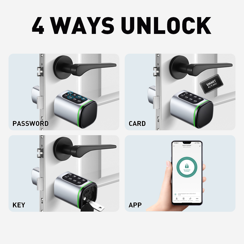 스마트 실린더 잠금 장치 Tuya 60-90mm 전기  - Home Security Battery 리뷰 및 가격
