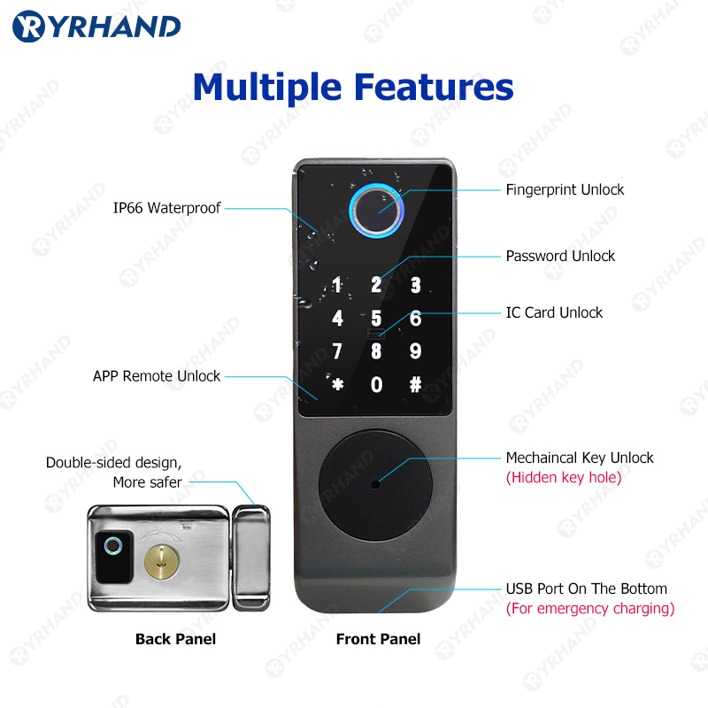 Tuya-스마트 잠금 방수 와이파이 이중 지문 스마트  - Home Security Battery 리뷰 및 가격